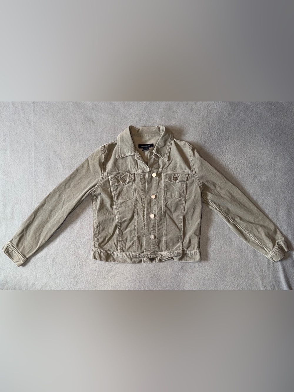 Calvin Klein Womens Y2K Olive Green Corduroy Jacket Size M